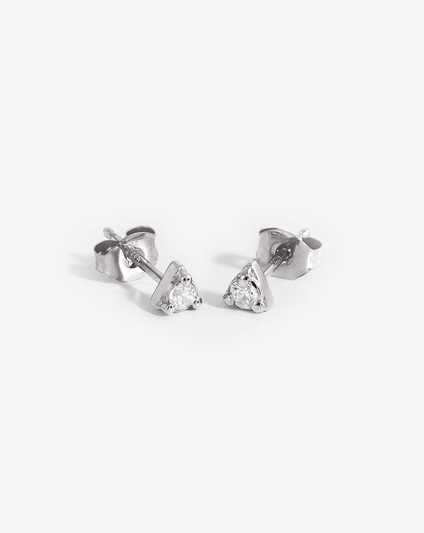 Sterling Silver Cubic Zirconia Prism Stud Earrings