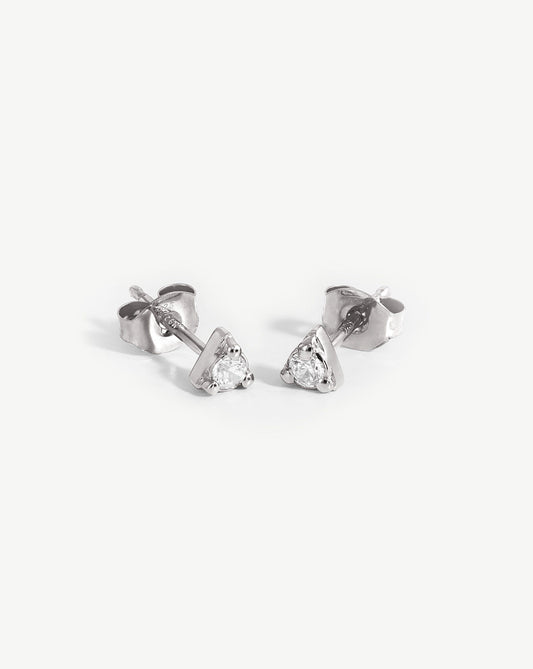 Sterling Silver Cubic Zirconia Prism Stud Earrings