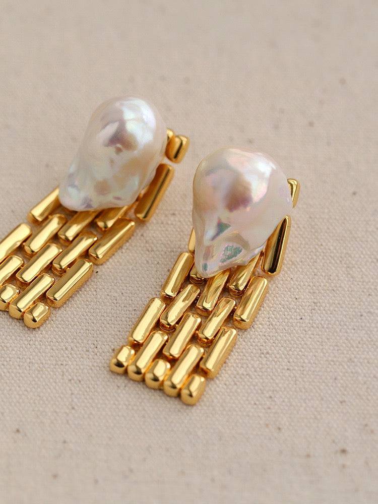 Long Tassel Baroque Pearl Earrings