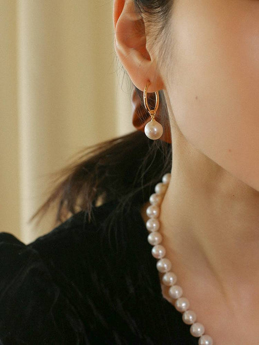 Elegant Baroque Pearl Hoop Earrings for Women