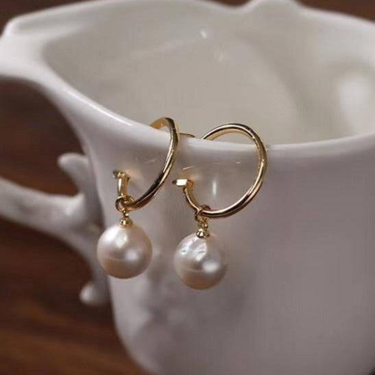 Baroque Pearl Hoop Earrings