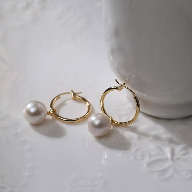 Baroque Pearl Hoop Earrings