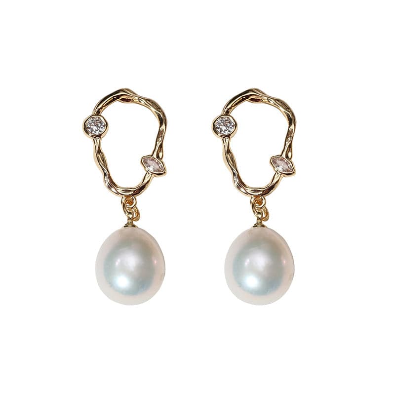 Unique Irregular Pearl Drop Earrings in Elegant Design