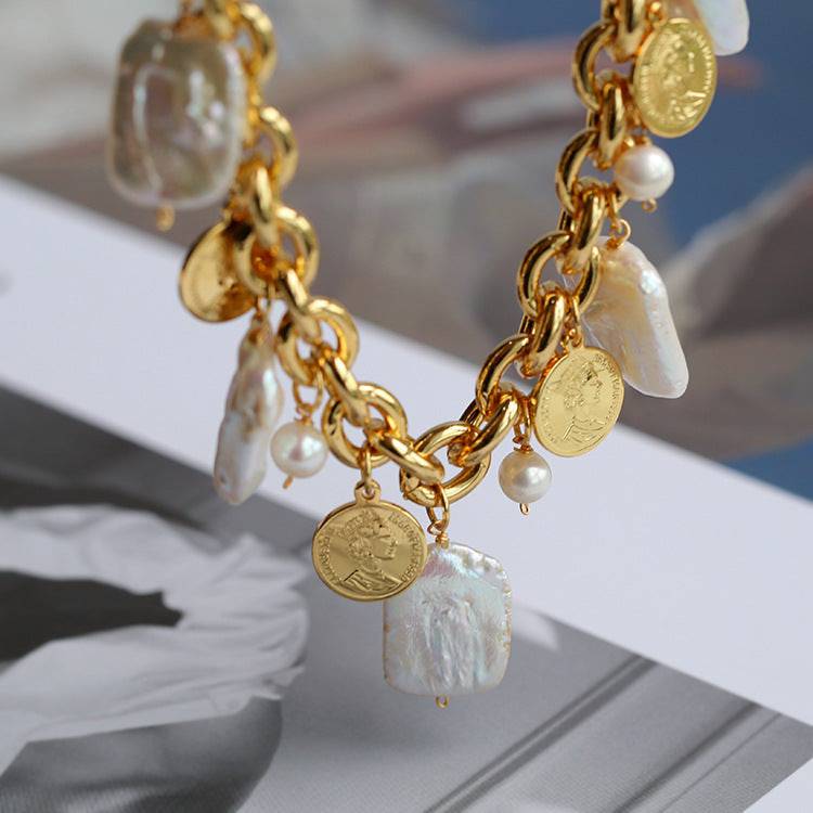 Baroque Pearls Necklace with Coin Petal Design