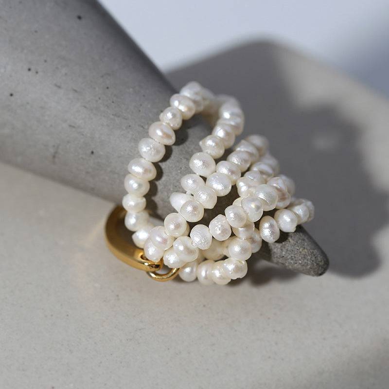 Multi-Layer Cluster Ring with Rice Pearls