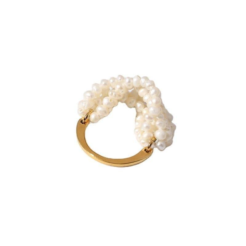 Multi-Layer Cluster Ring with Rice Pearls