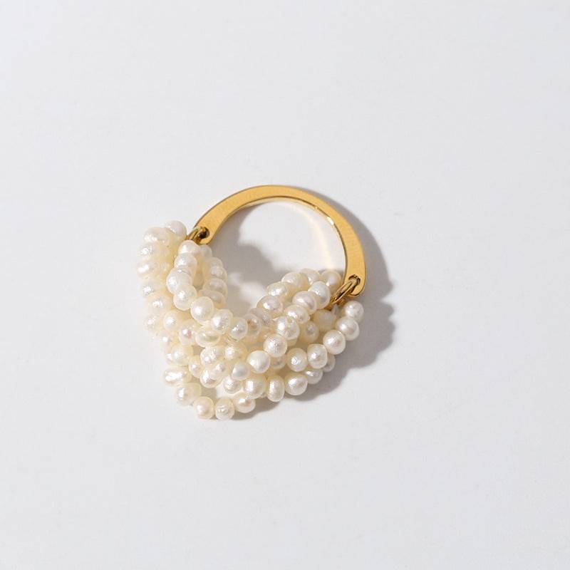 Multi-Layer Cluster Ring with Rice Pearls