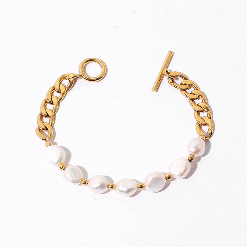 Elegant Gold Baroque Pearl Bracelet Design