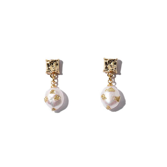 Baroque Pearl Gold Foil Earrings