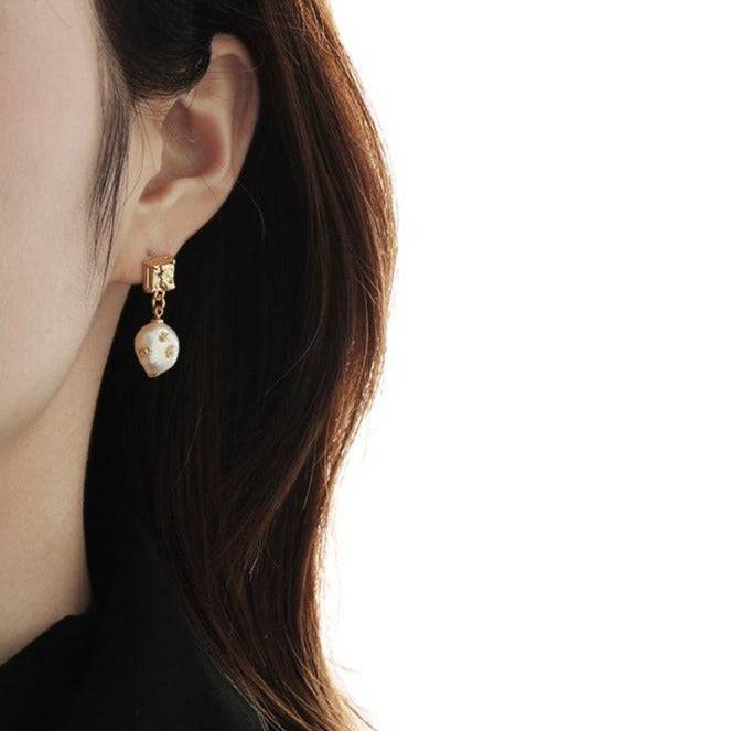 Baroque Pearl Gold Foil Earrings