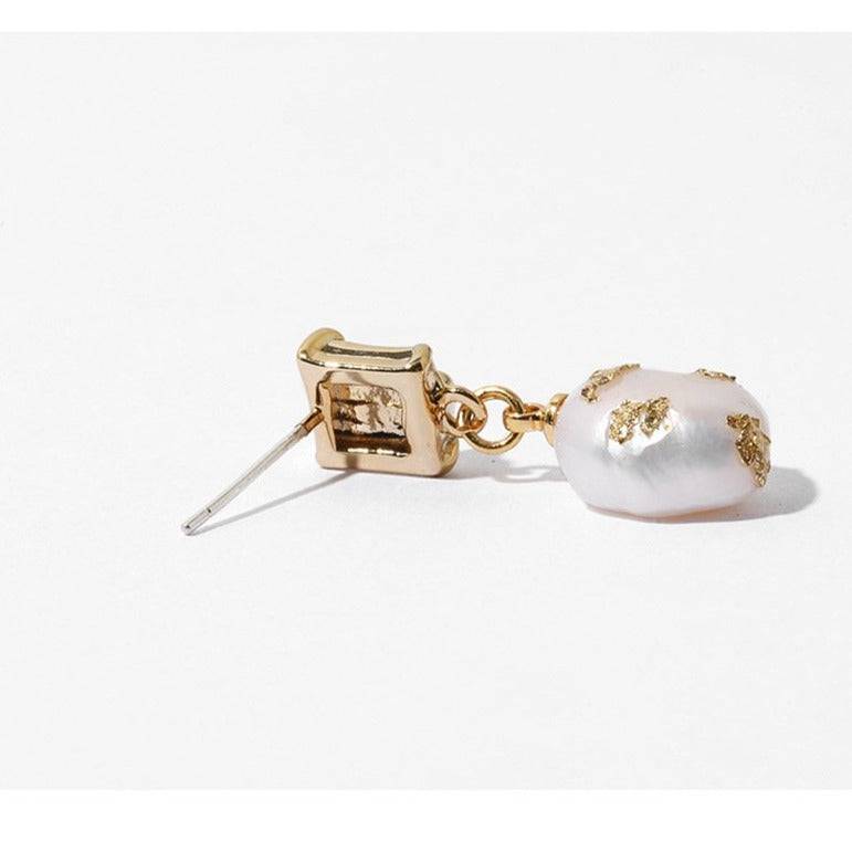 Baroque Pearl Gold Foil Earrings