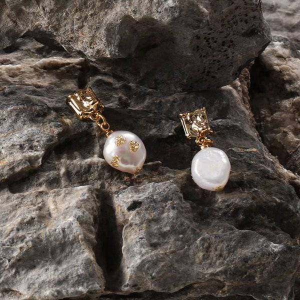 Baroque Pearl Gold Foil Earrings