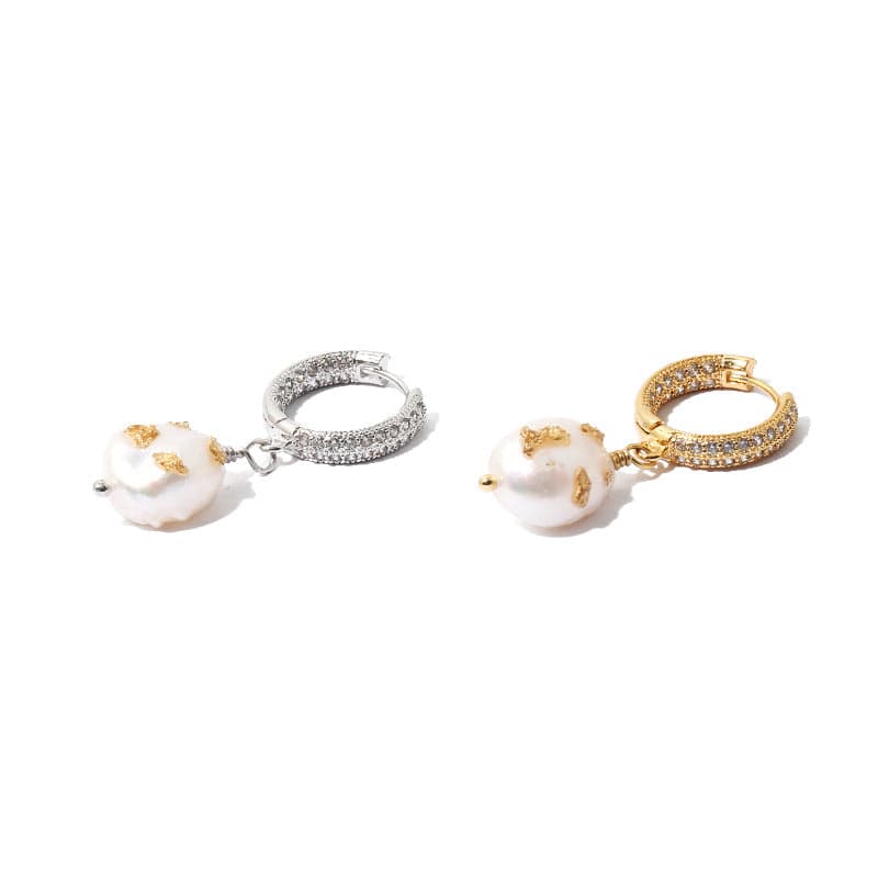 Gold Foil Baroque Pearl Drop Earrings