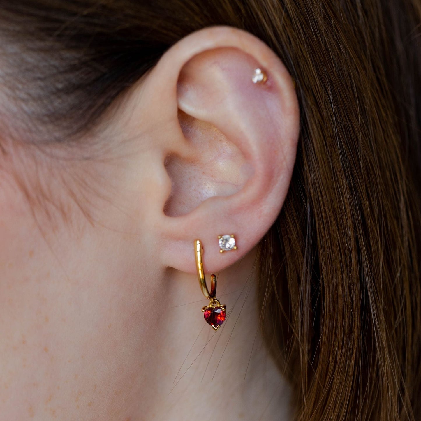 Red Garnet Huggie Earrings for Birthdays