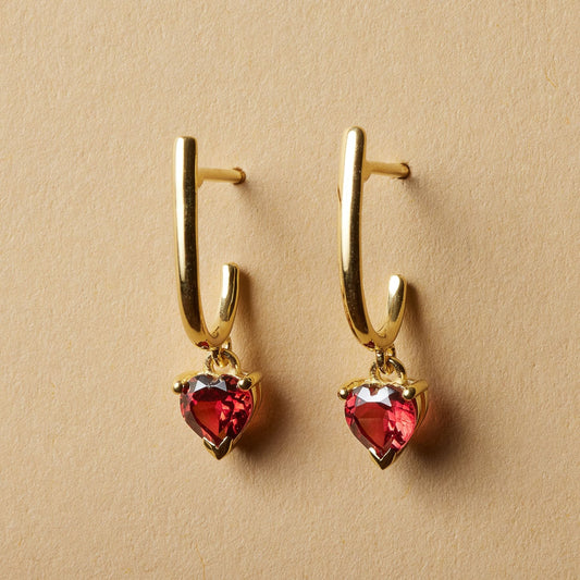 Red Garnet Huggie Earrings for Birthdays