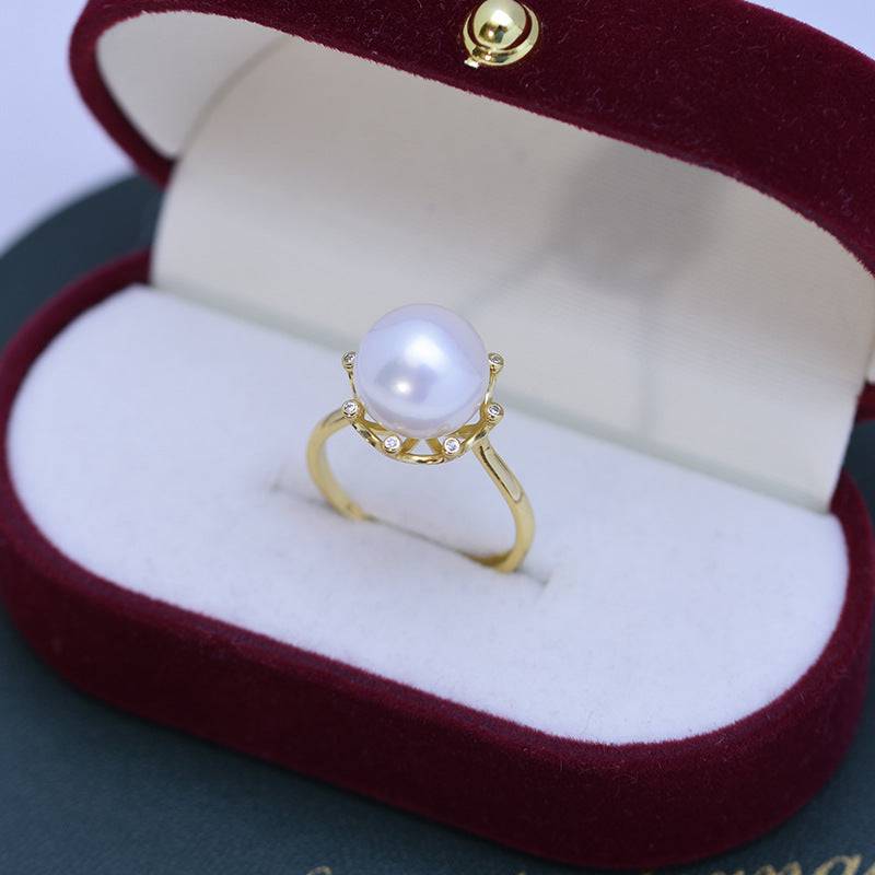 Freshwater Pearl and Cubic Zirconia Ring