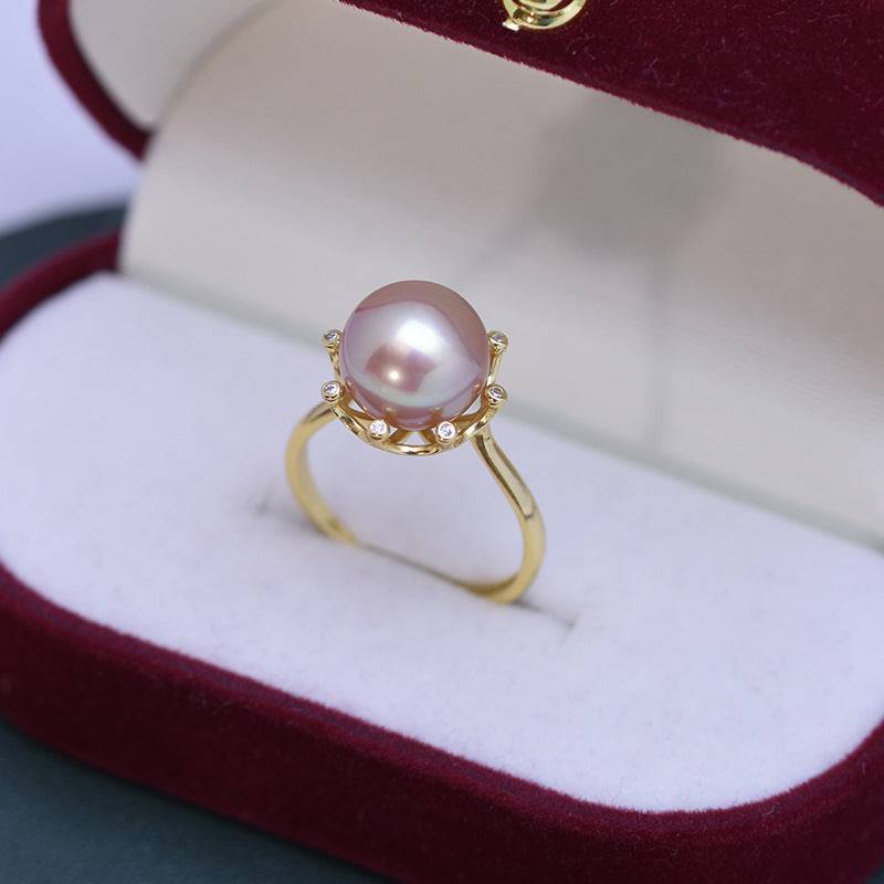 Freshwater Pearl and Cubic Zirconia Ring