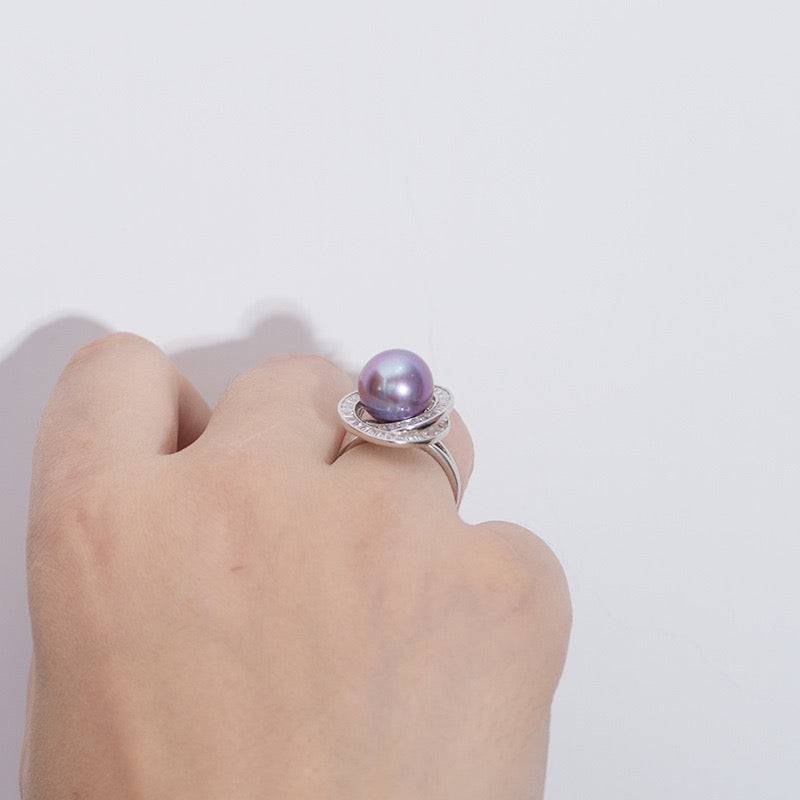 Edison Freshwater Pearl and Full CZ Ring