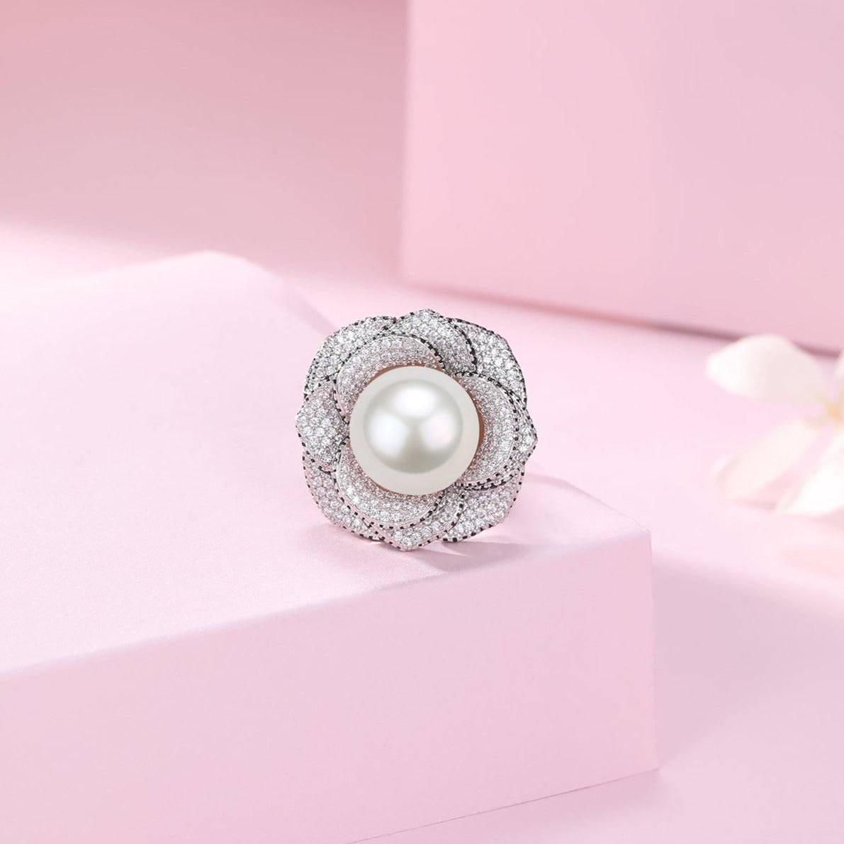 Freshwater Pearl and Zirconia Pearl Ring