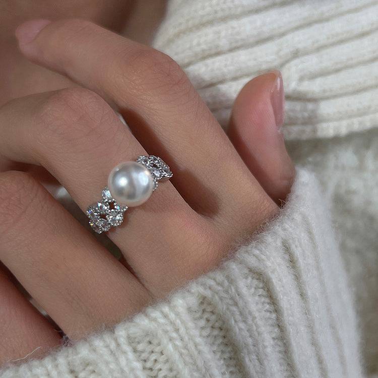 Freshwater Pearl and CZ Ring Design