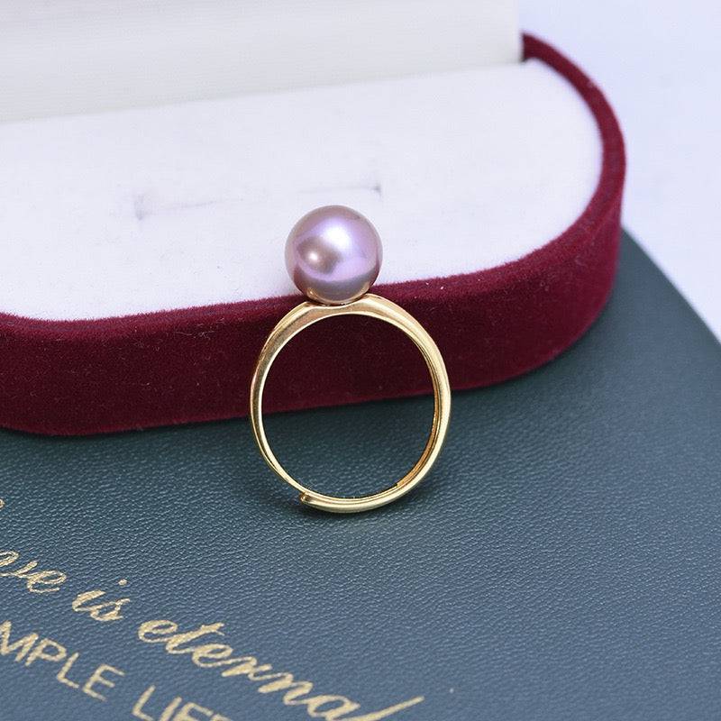 Purple Freshwater Pearl Modern Ring in 9-10mm Size