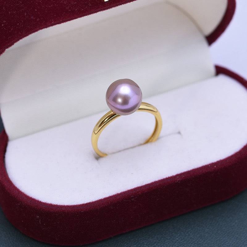 Purple Freshwater Pearl Modern Ring in 9-10mm Size