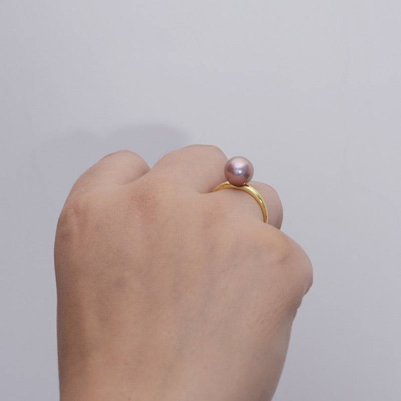 Purple Freshwater Pearl Modern Ring in 9-10mm Size