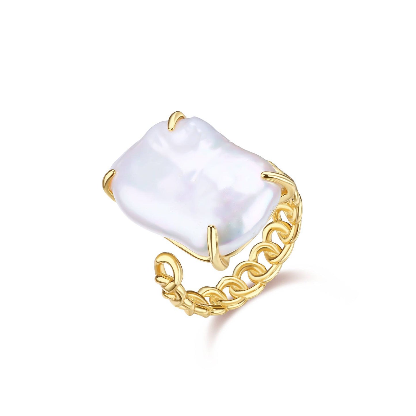 Adjustable Baroque Pearl Ring in Gold Vermeil