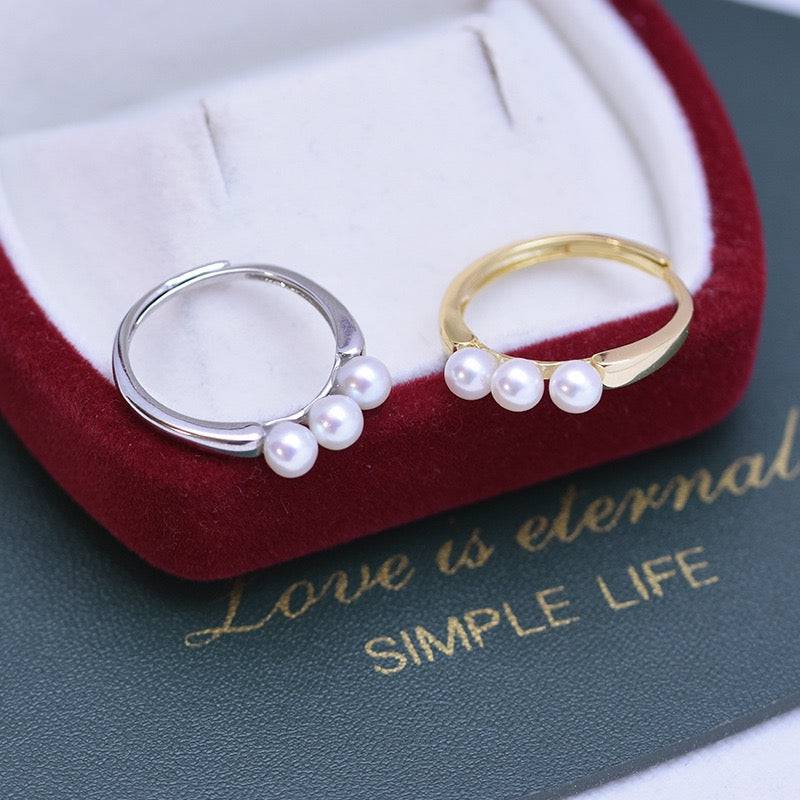 Freshwater Pearl Ring with Three Pearls