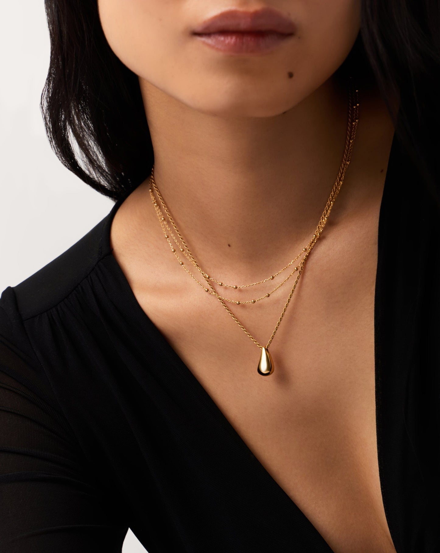 Double Necklace Set with 18k Gold Vermeil Pendant