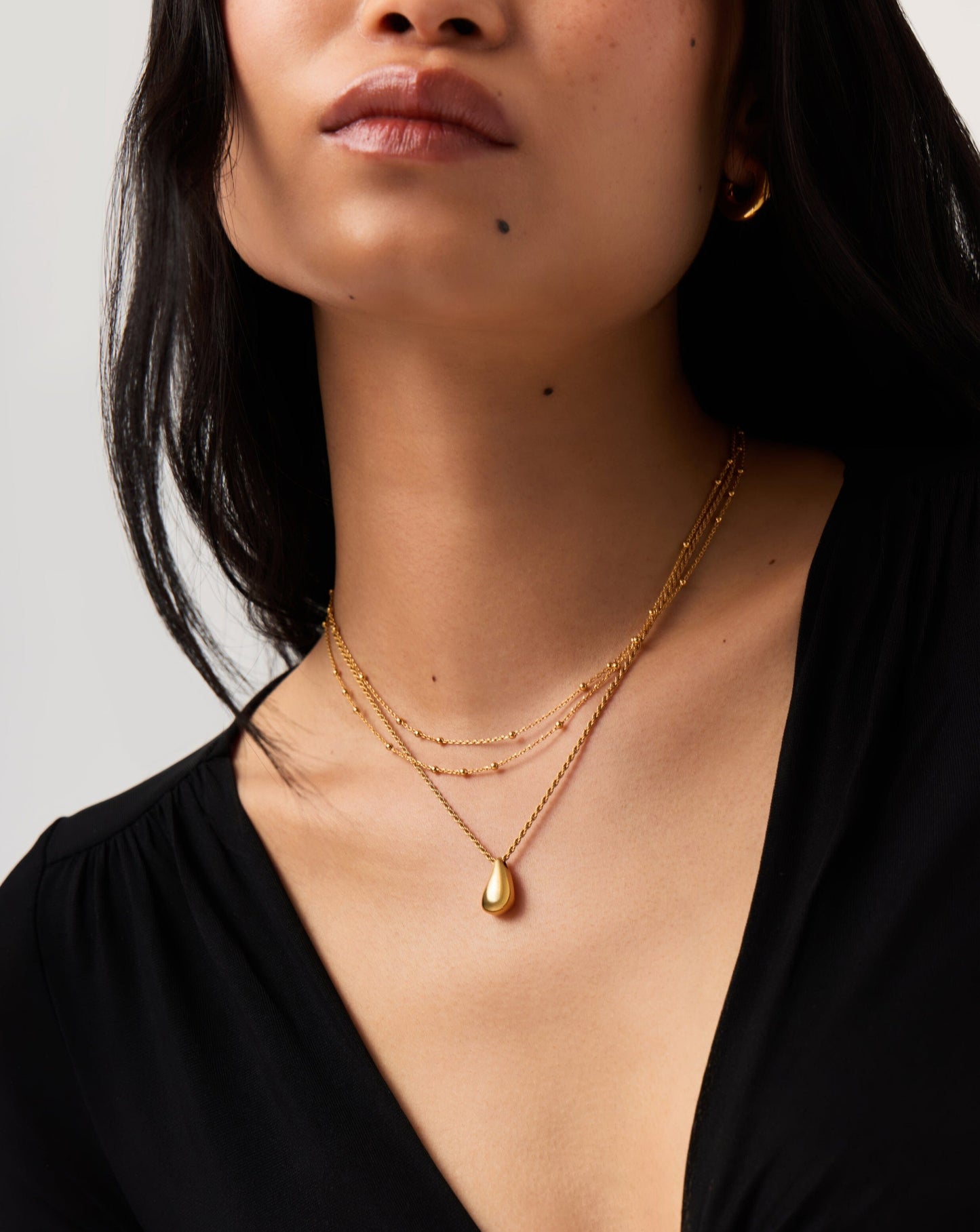 Double Necklace Set with 18k Gold Vermeil Pendant