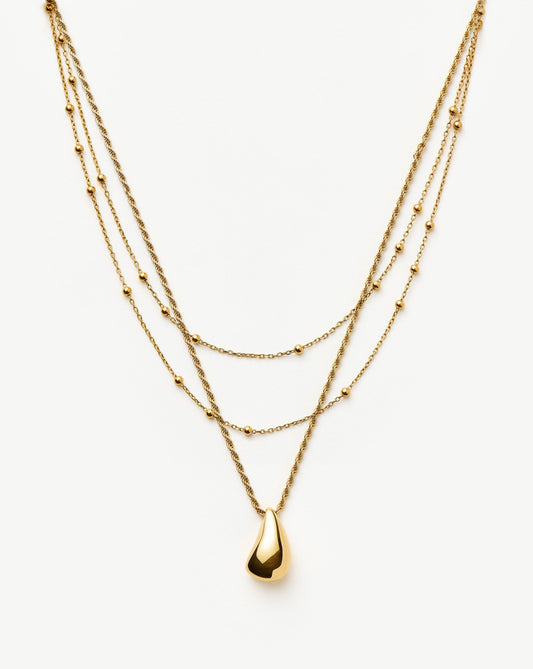 Double Necklace Set with 18k Gold Vermeil Pendant