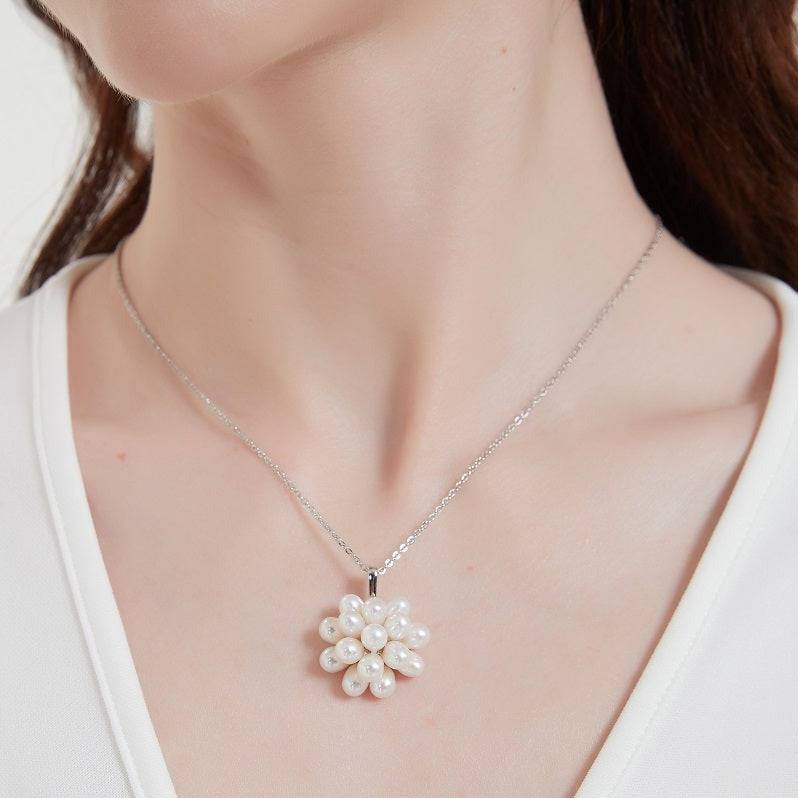 Floral Pearl Necklace and Earring Set