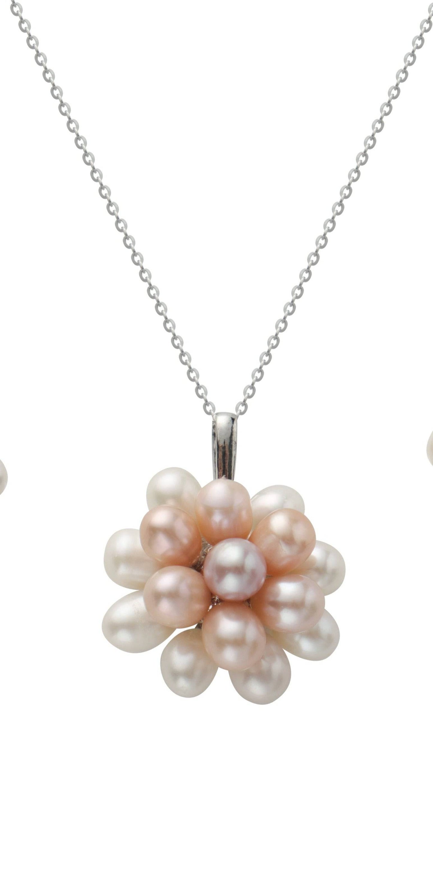 Floral Pearl Necklace and Earring Set