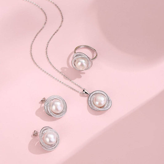 Freshwater Pearl Necklace Earrings and Ring Set 2