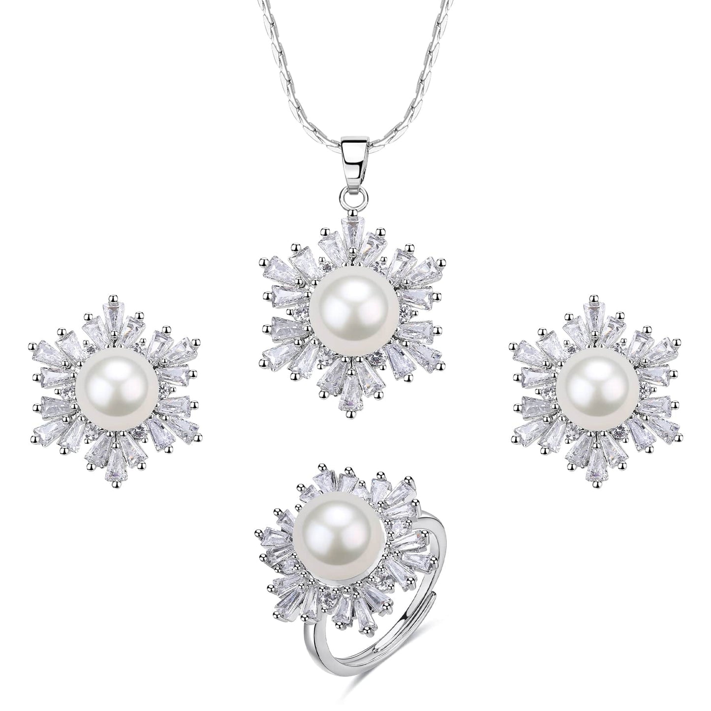 Freshwater Pearl Snowflake Jewelry Set