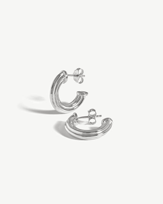 Small Ridge Design Hoop Earrings