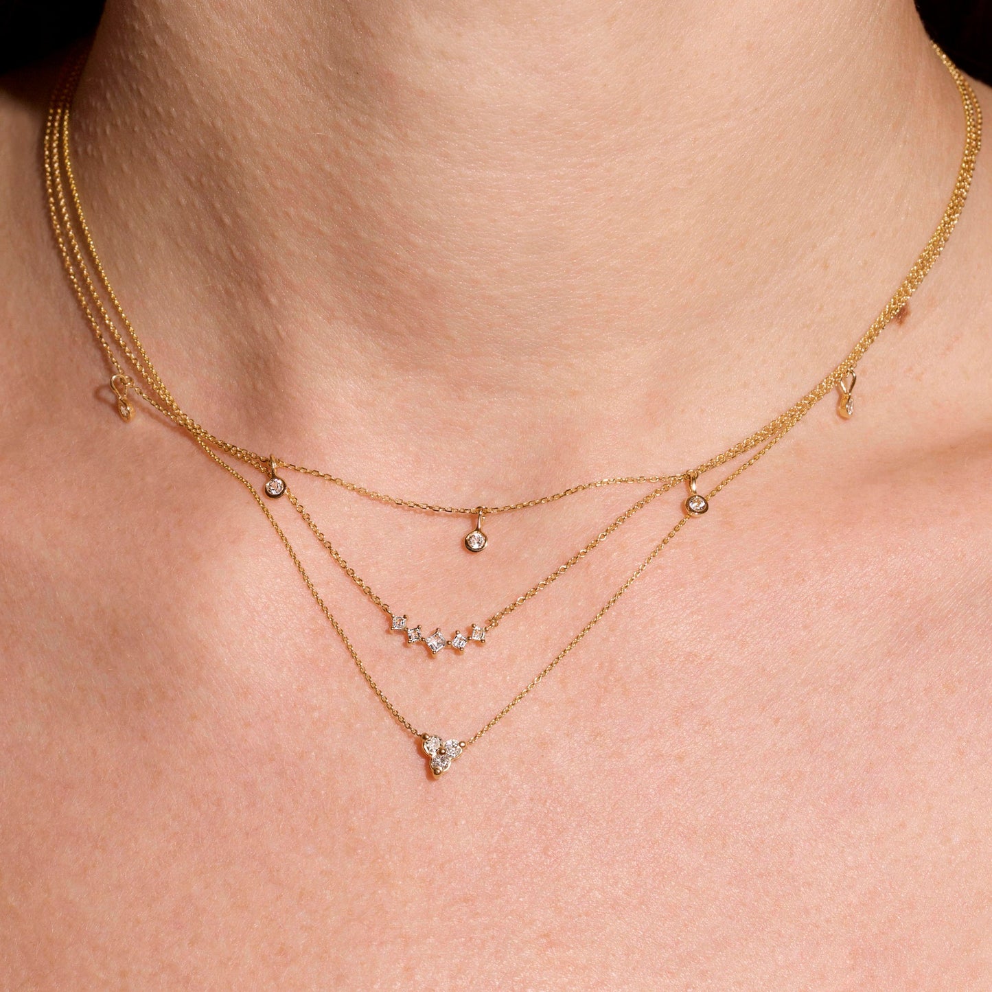 Triad Design Diamond Necklace in Gold