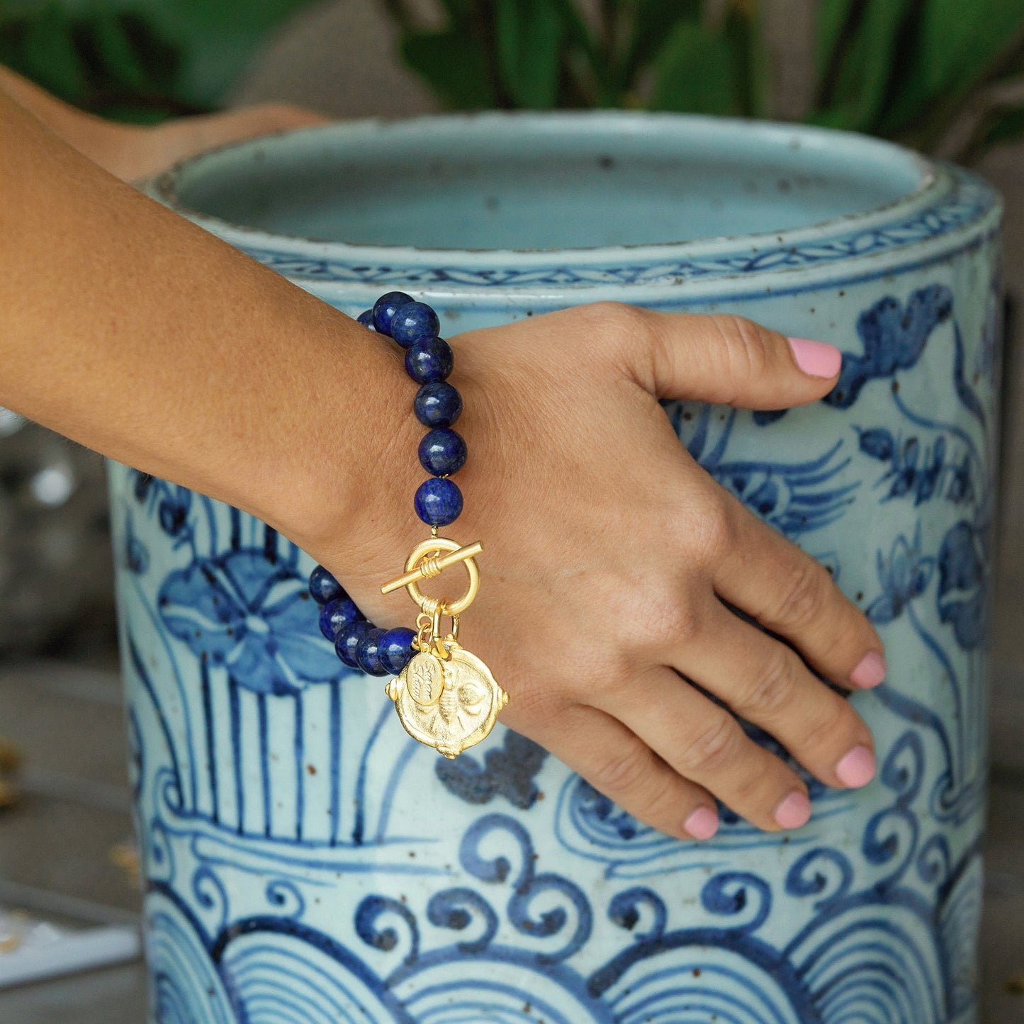 Gold Bee Intaglio Stone Bracelet for Women