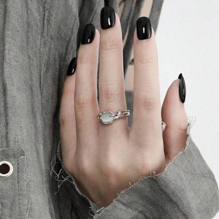 Geometric Silver Ring for Women Fashion