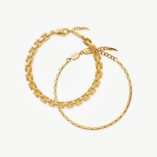 18k Gold Plated Timepiece and Snake Chain Bracelet