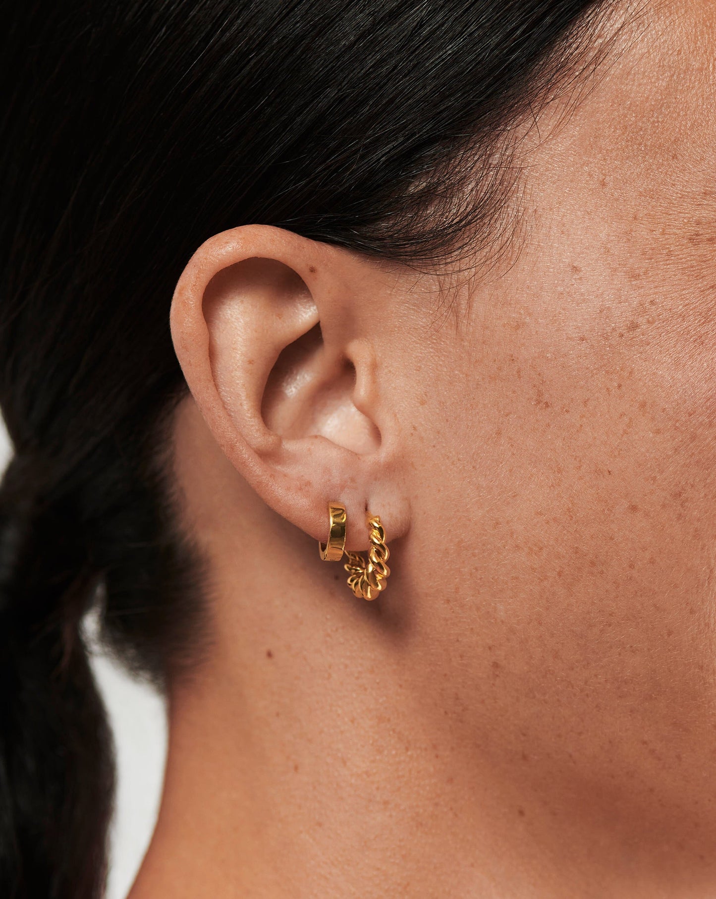 Chubby Twisted Huggies Earrings in 18k Gold Vermeil