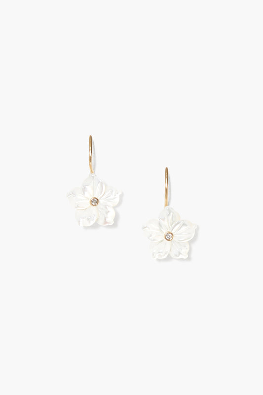 14k Plumeria Earrings with White Mother of Pearl