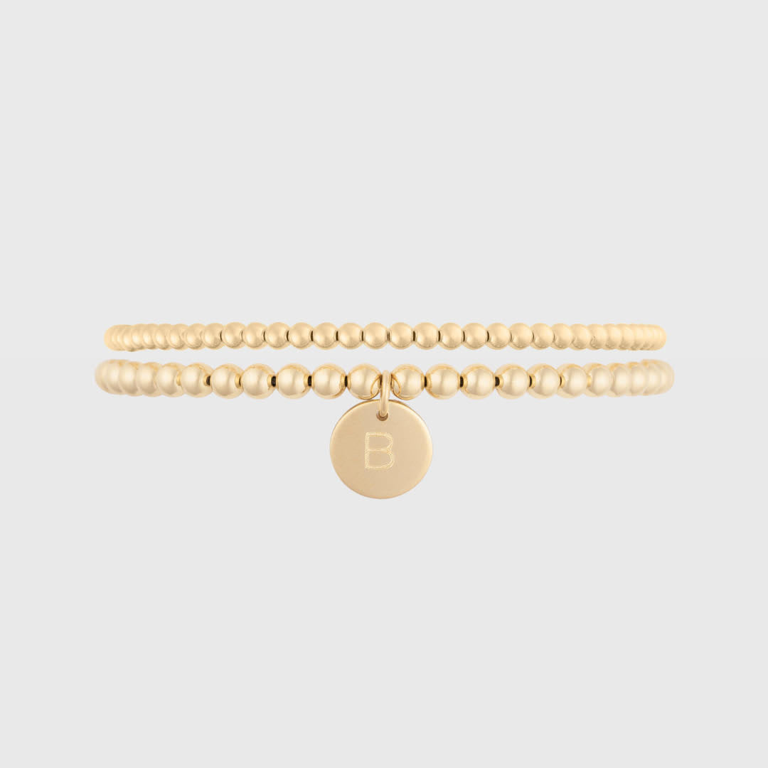 Double Stack Classic Initial Bracelet in Multiple Sizes