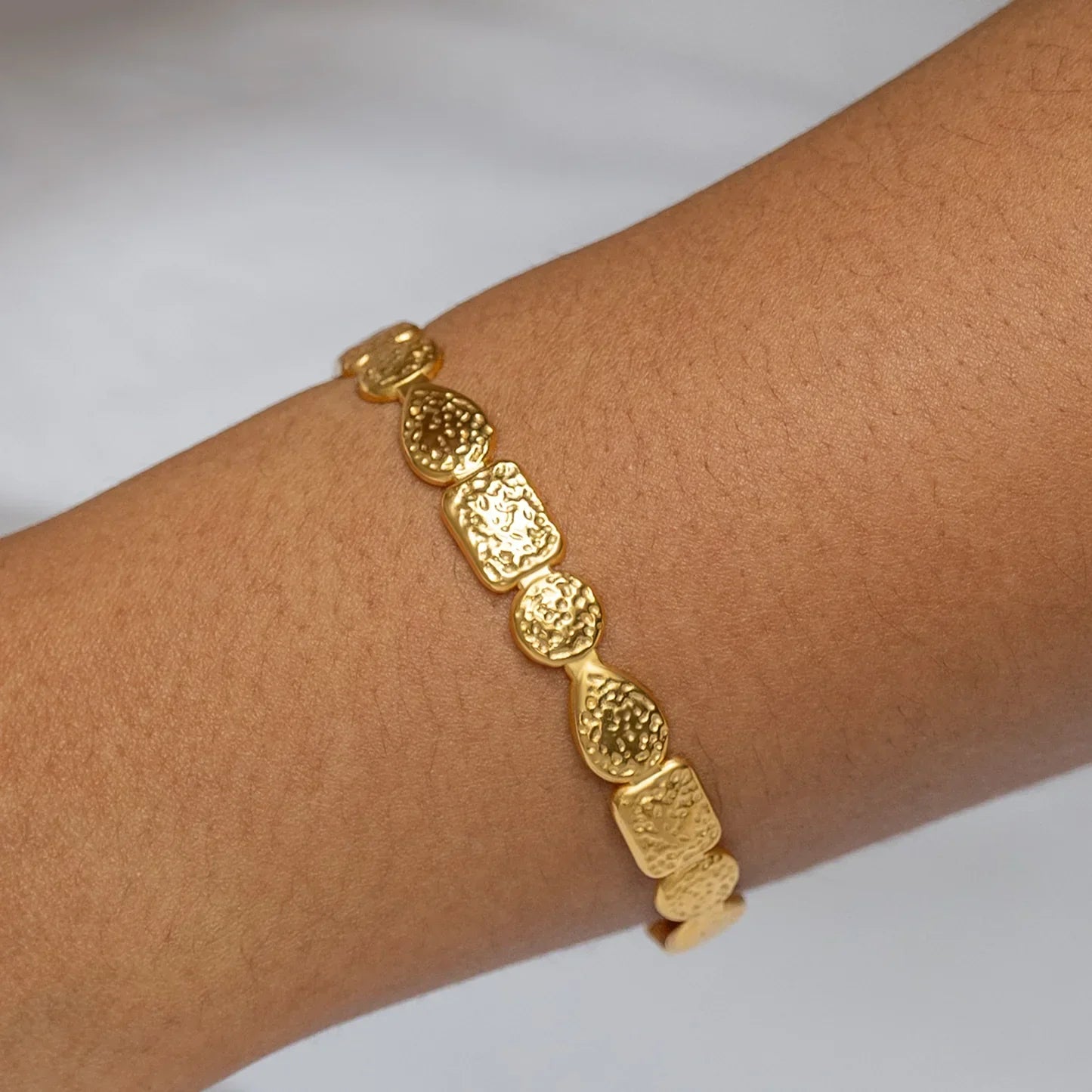 Open Bangle with Irregular Geometric Design