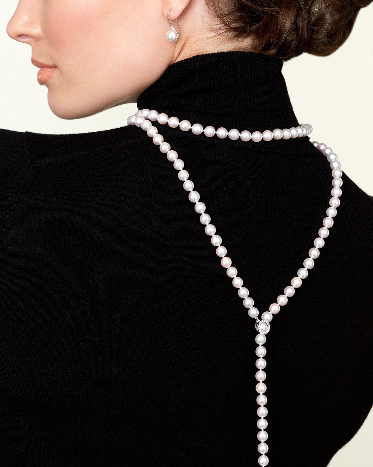 Adjustable Y-Shape Pearl and Diamond Necklace