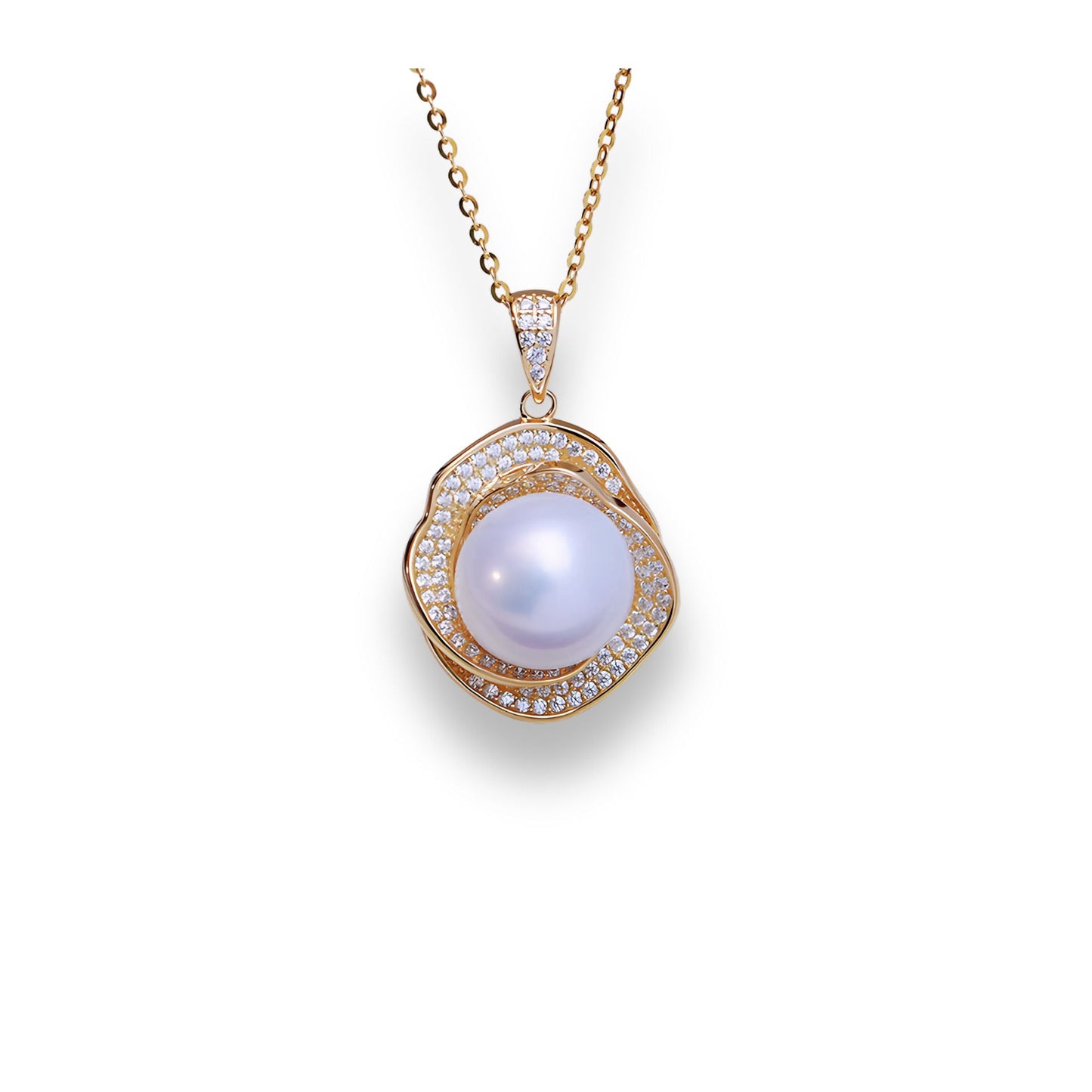 Floral Pendant with 11-12mm Freshwater Pearls