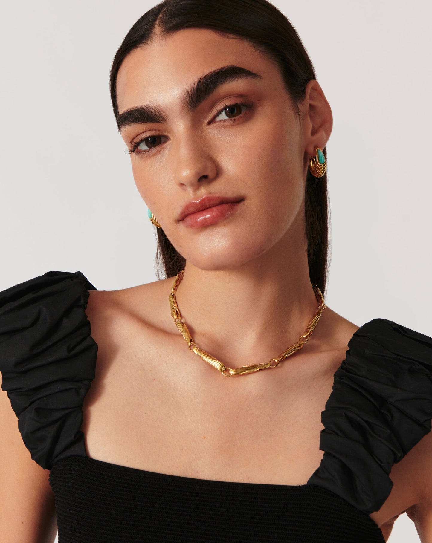 Chunky Wavy Ridge Gemelli Choker Necklace