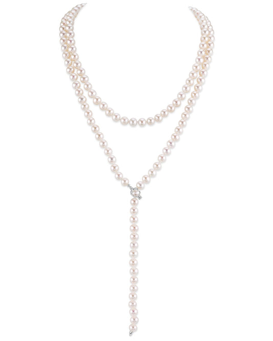 Adjustable 51-Inch Akoya Pearl Lariat Necklace