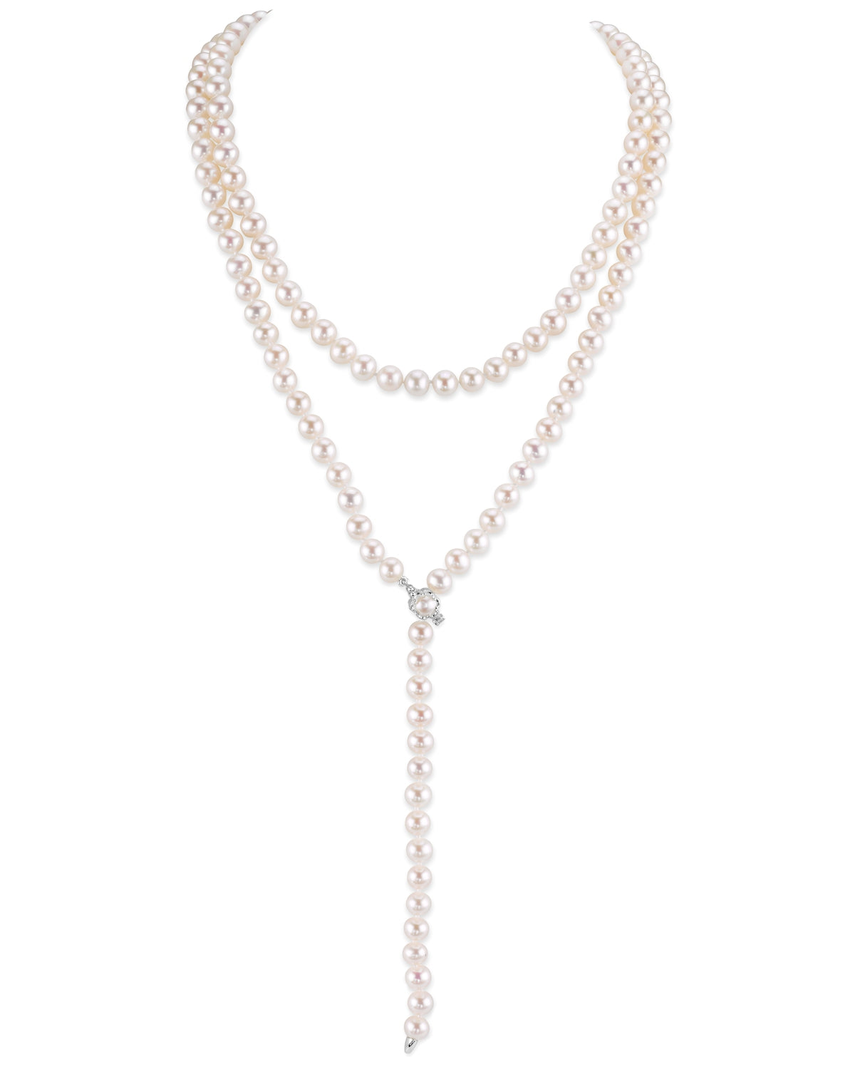 Adjustable White Freshwater Pearl Y-Shape Necklace